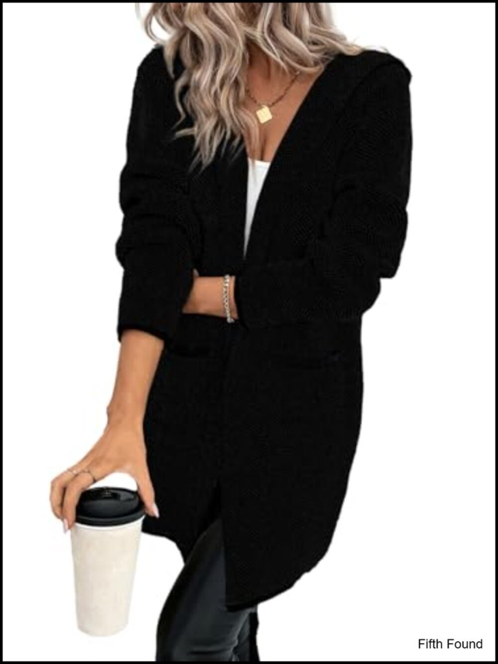 Hooded Cardigan Sweater Open Front Loose Knit Women Fall